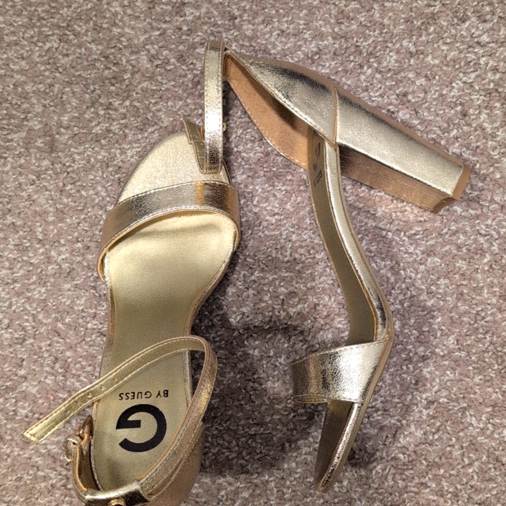 Women's gold block heel sandal